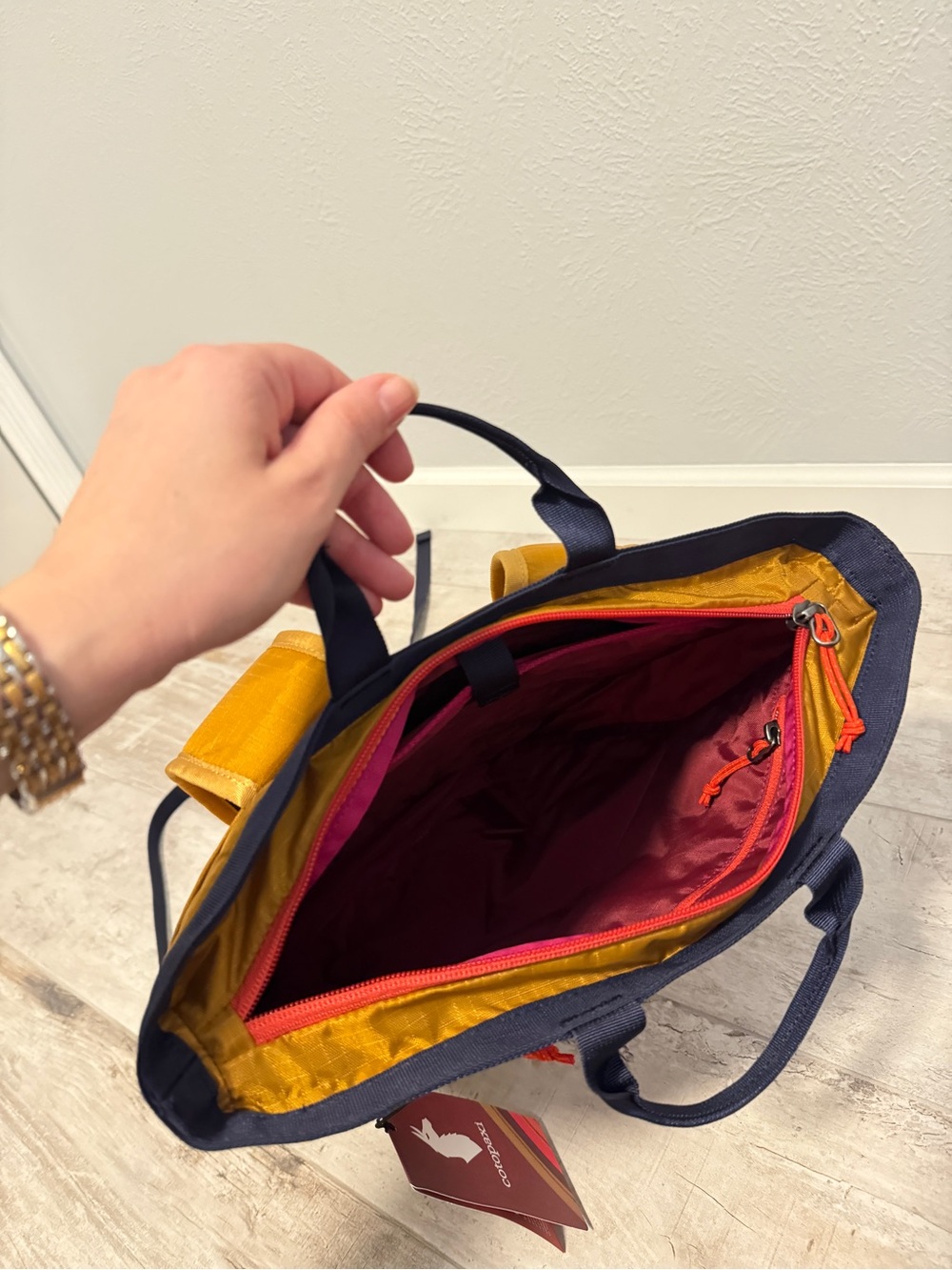 cotopaxi Mustard Yellow Todo 16L Backpack with Navy Trim and Red Accents - Picture 4 of 4